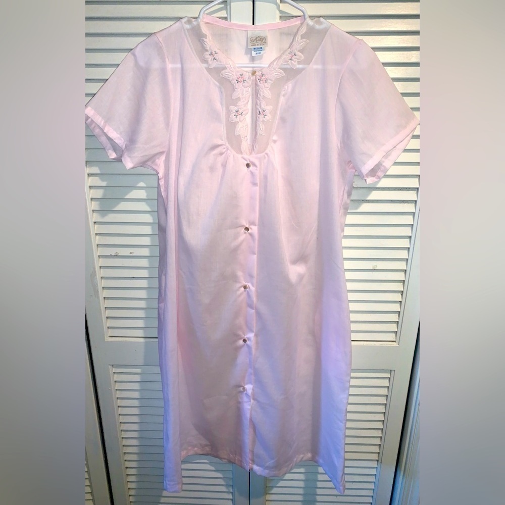 Katz Vintage Pale Pink House Coat Robe nightgown Medium